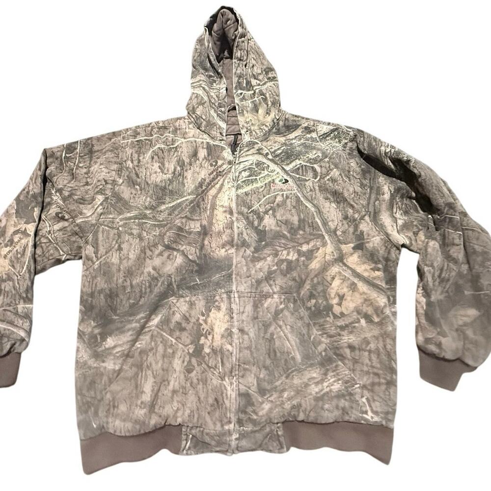 Mossy Oak Men’s XL Camo Insulated Hunting Jacket Full Zip Hooded Quilted